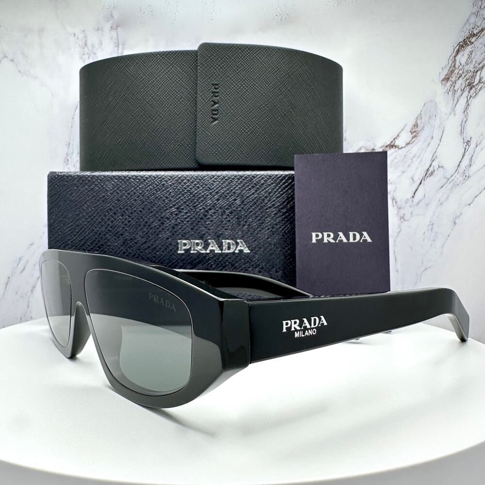 New PRADA Sunglasses Black Gray Lens 57-13-140 Authentic Prada - Picture 3 of 16
